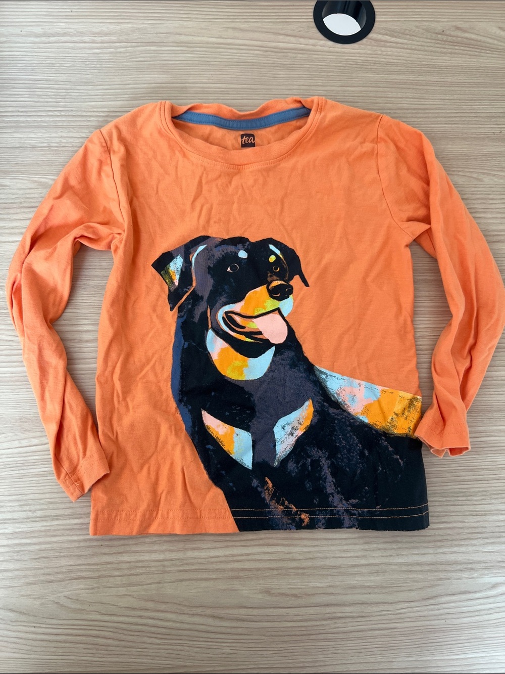 Tea Collection Orange Long-Sleeve Dog Graphic Tee